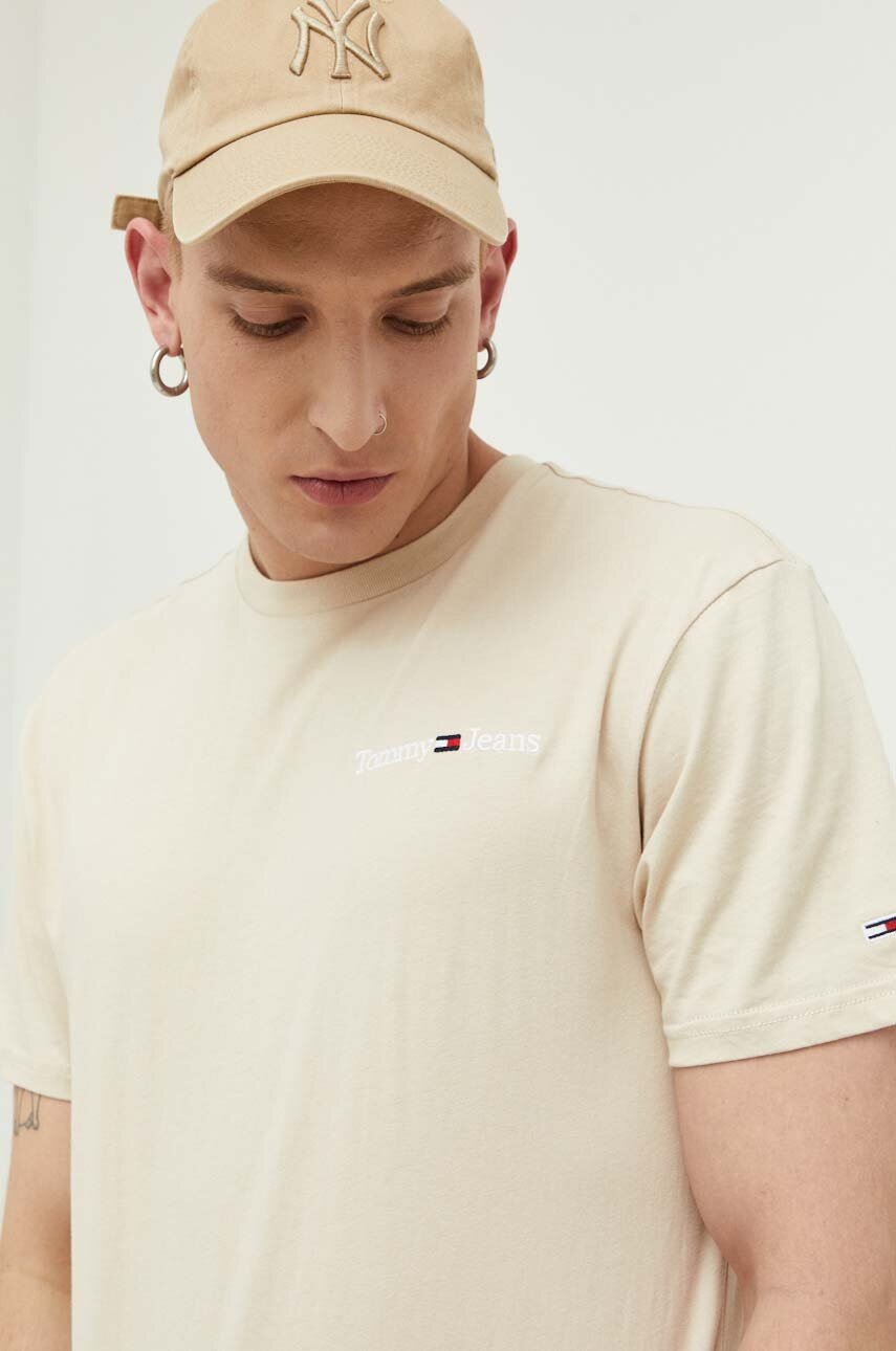 

Бавовняна футболка Tommy Jeans колір сірий з аплікацією