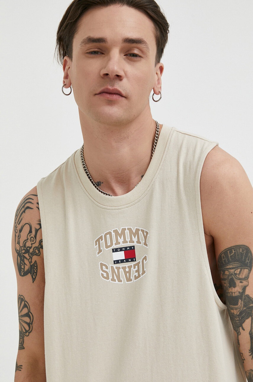 

Памучна тениска Tommy Jeans в бежово, Бежов
