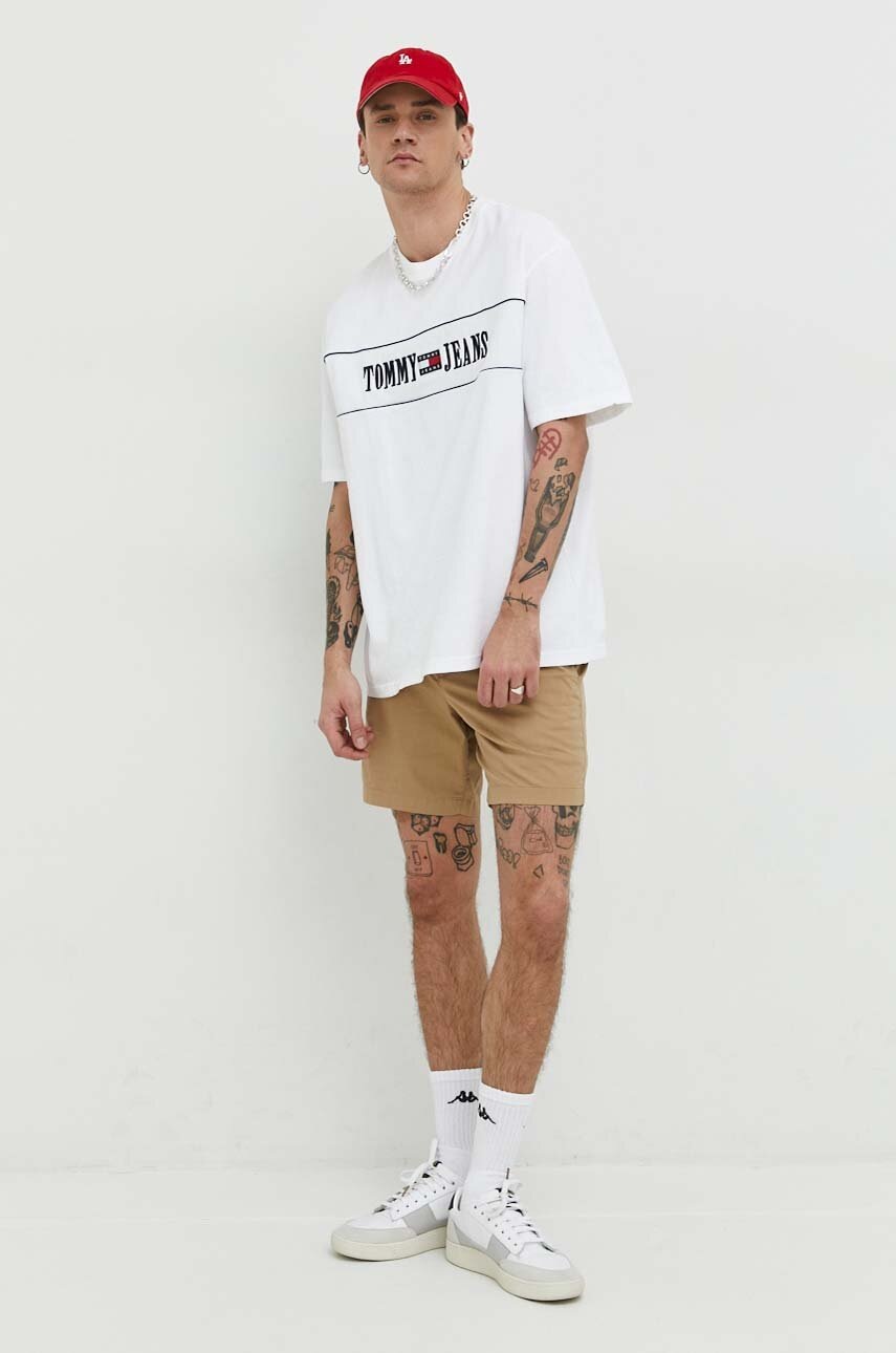 

Бавовняна футболка Tommy Jeans колір білий з аплікацією