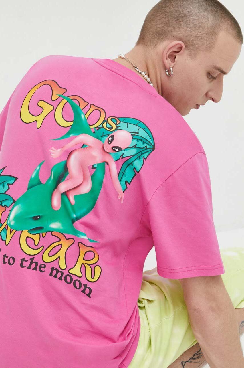 E-shop Bavlněné tričko GCDS růžová barva