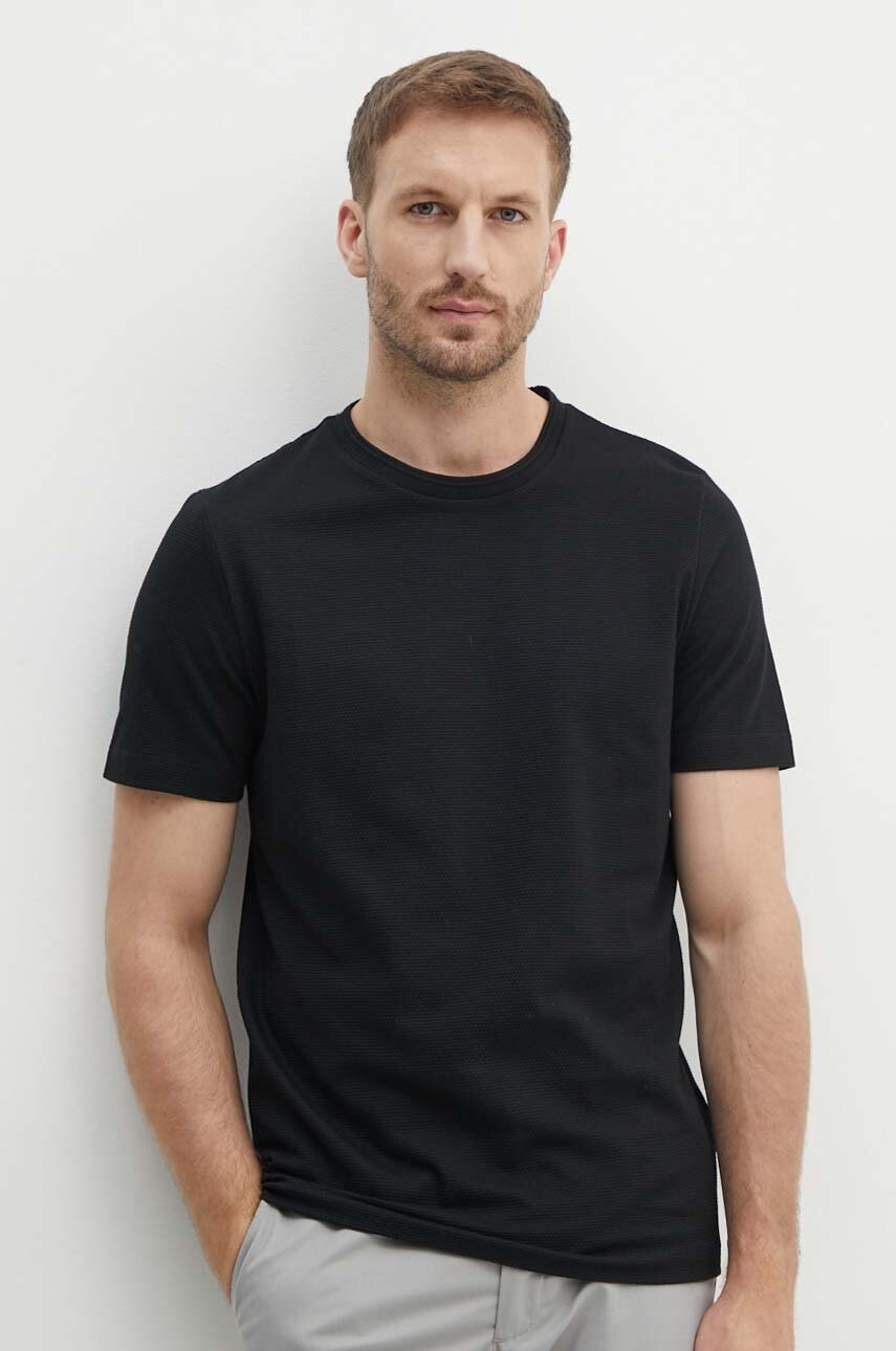 BOSS tricou barbati, culoarea negru, neted