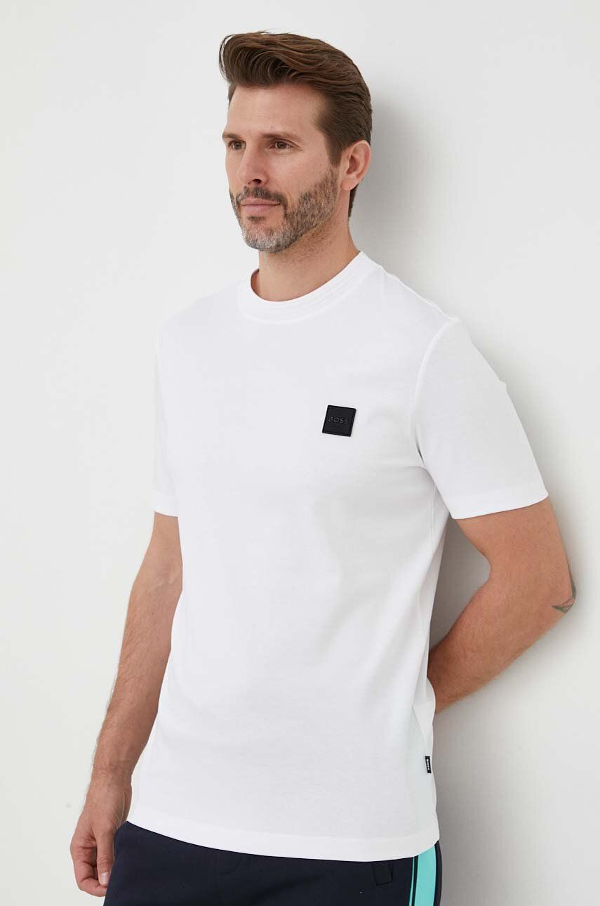 BOSS tricou din bumbac culoarea alb, cu imprimeu 50485158