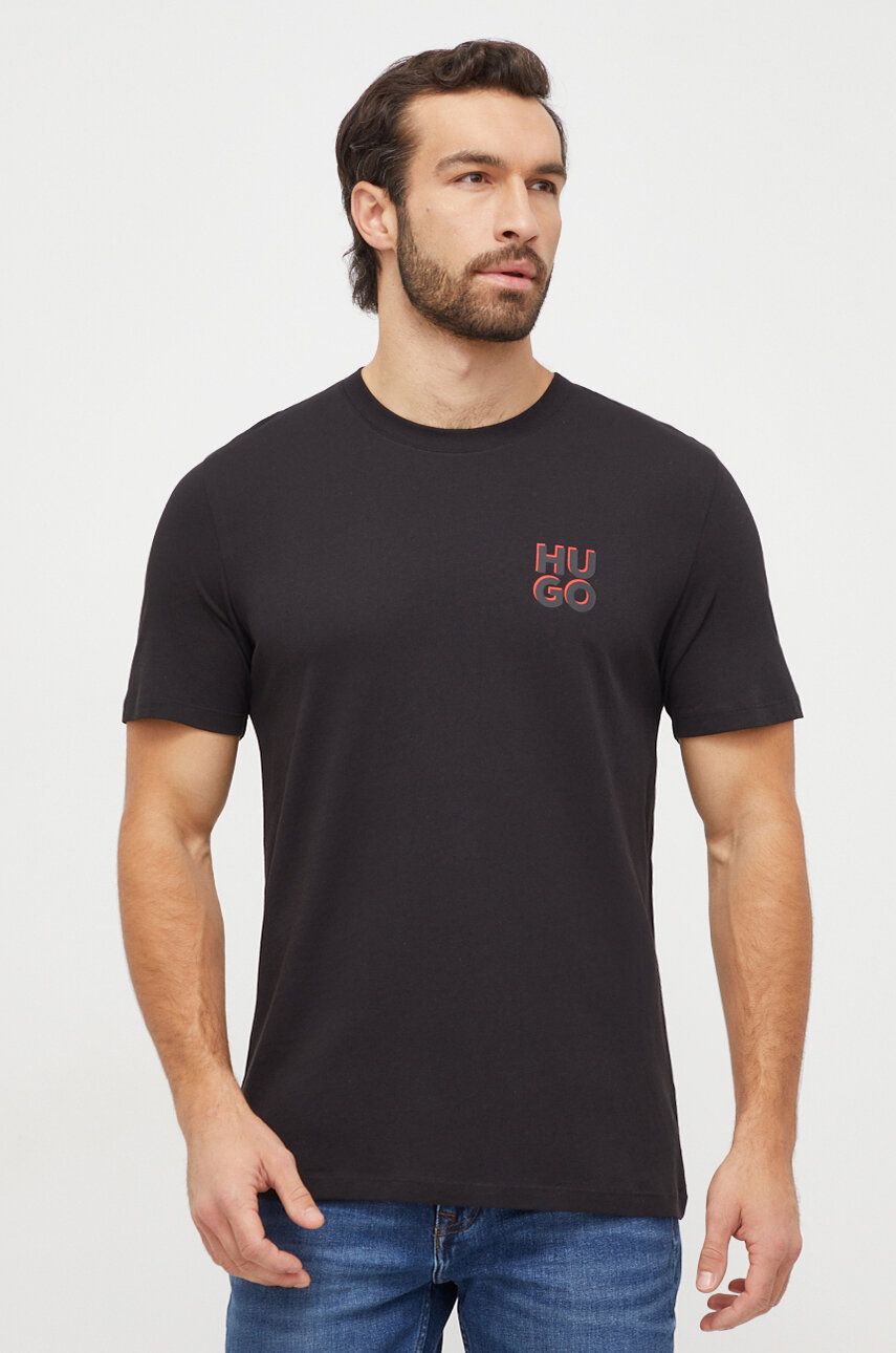 E-shop Bavlněné tričko HUGO 2-pack černá barva, s potiskem, 50492550