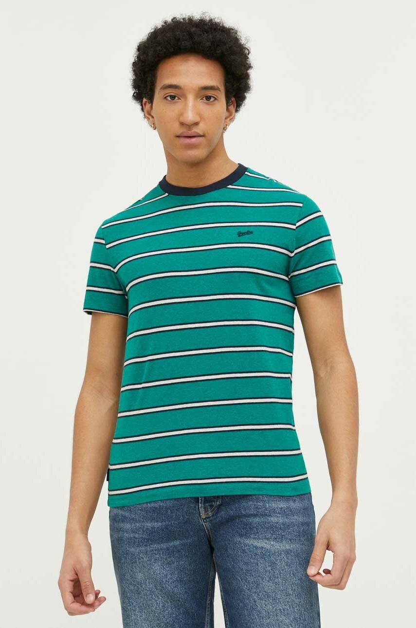 Superdry tricou din bumbac culoarea verde, modelator