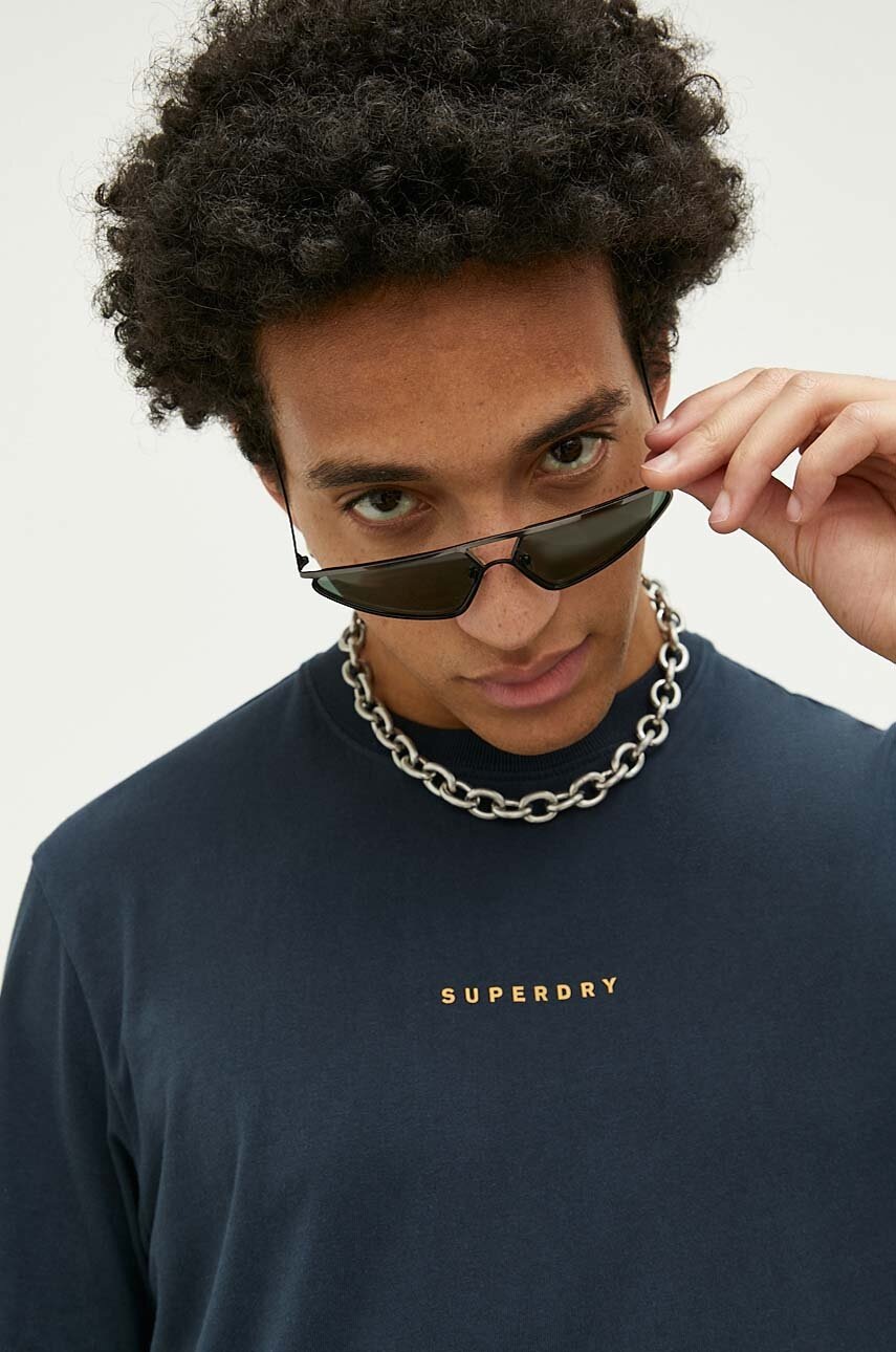 

Памучна тениска Superdry в тъмносиньо с принт, Тъмносин
