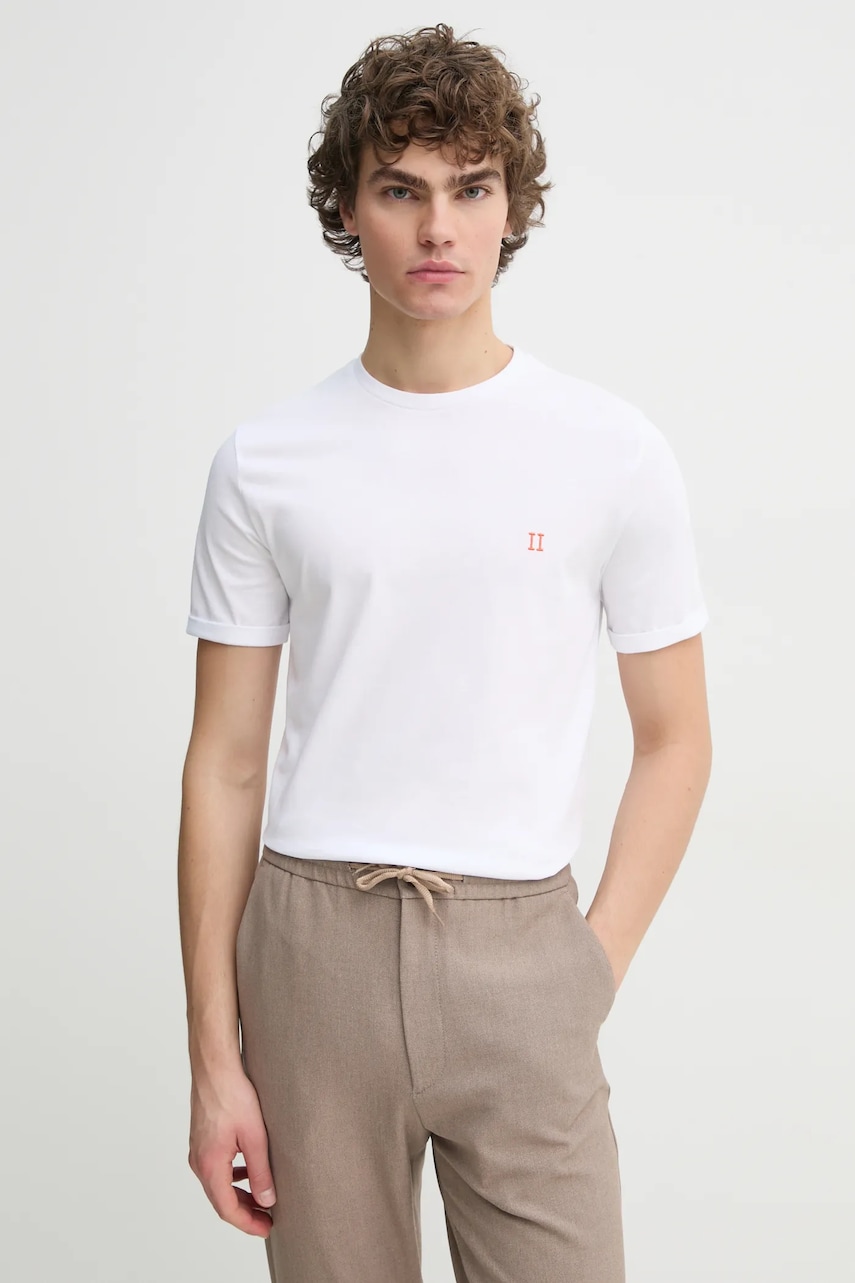 Les Deux tricou din bumbac culoarea alb, melanj Les Deux tricou din bumbac culoarea alb, melanj
