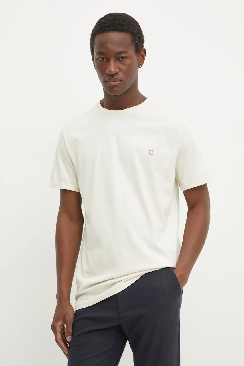 Les Deux tricou din bumbac culoarea bej, melanj