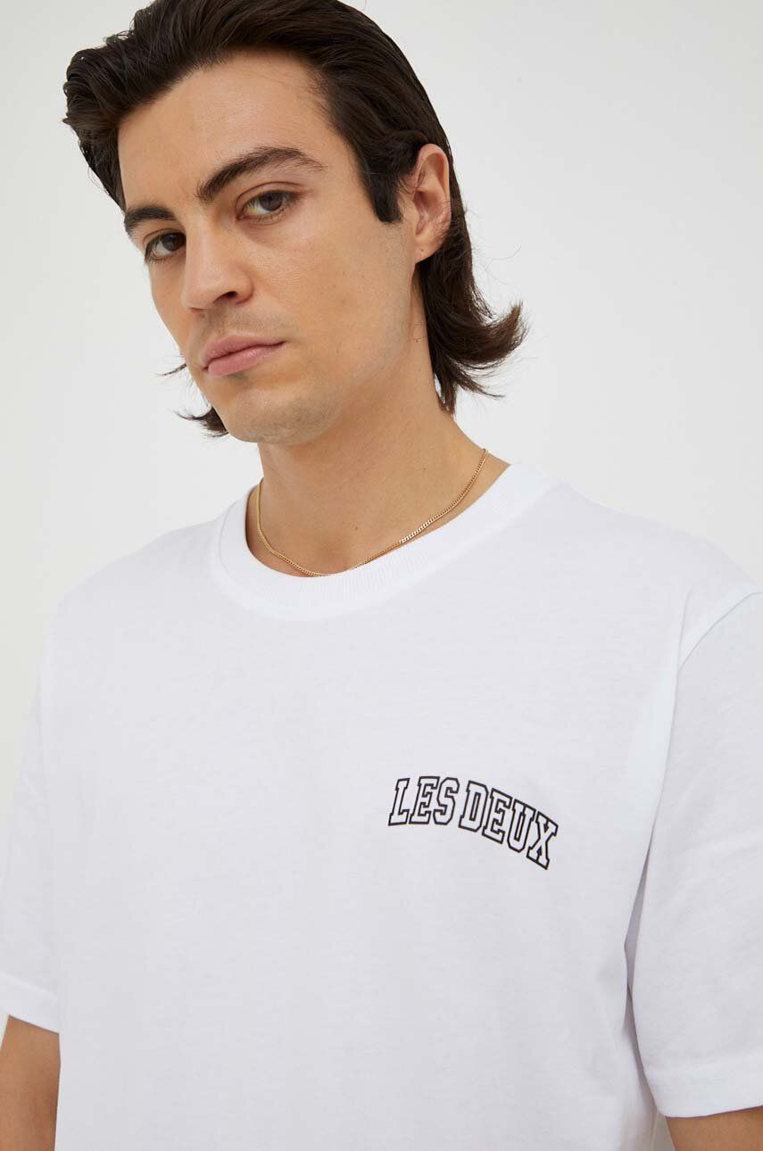 Levně Bavlněné tričko Les Deux bílá barva, s potiskem