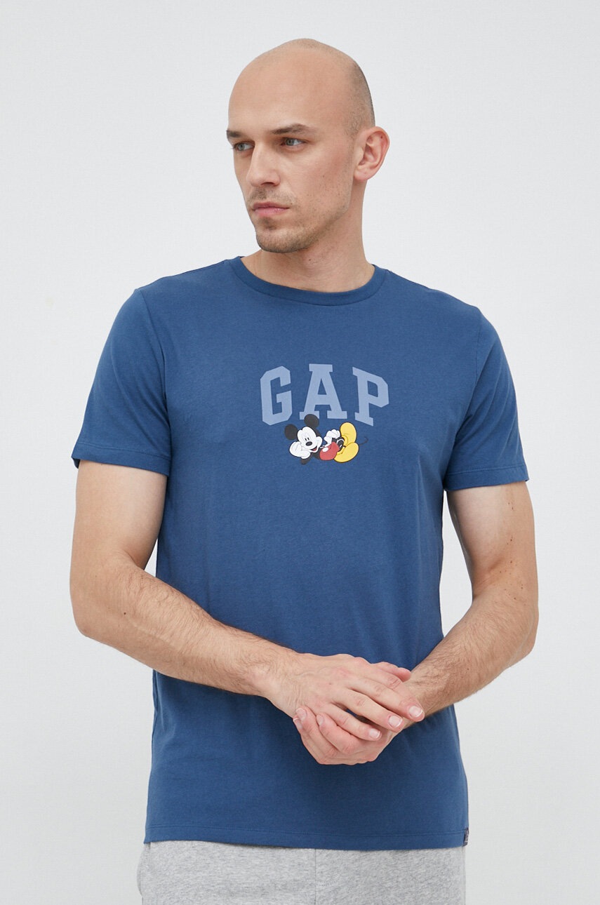 

Памучна тениска GAP x Disney в тъмносиньо с принт, Тъмносин