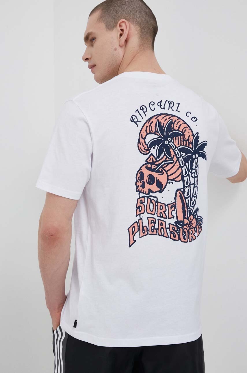 

Бавовняна футболка Rip Curl колір білий з принтом