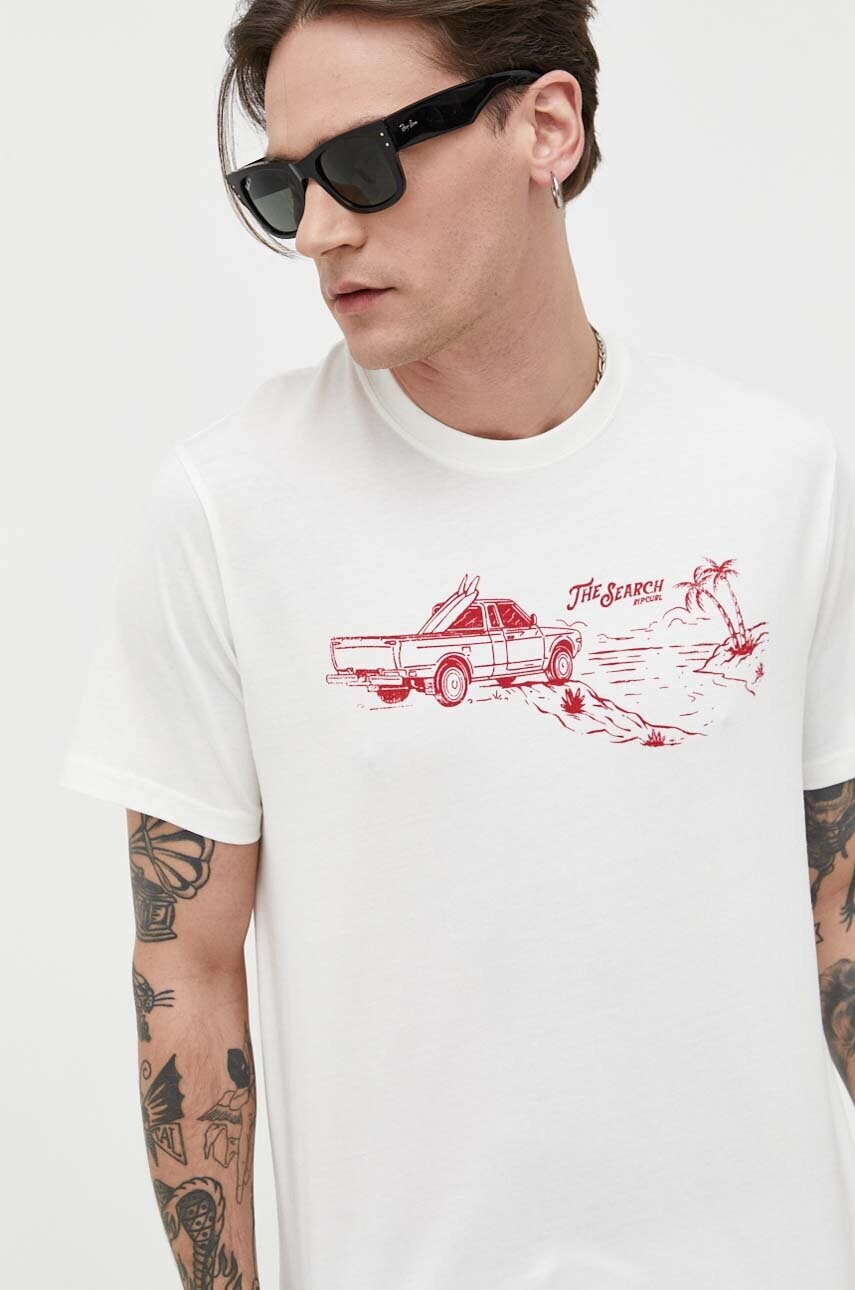 

Хлопковая футболка Rip Curl цвет бежевый с принтом