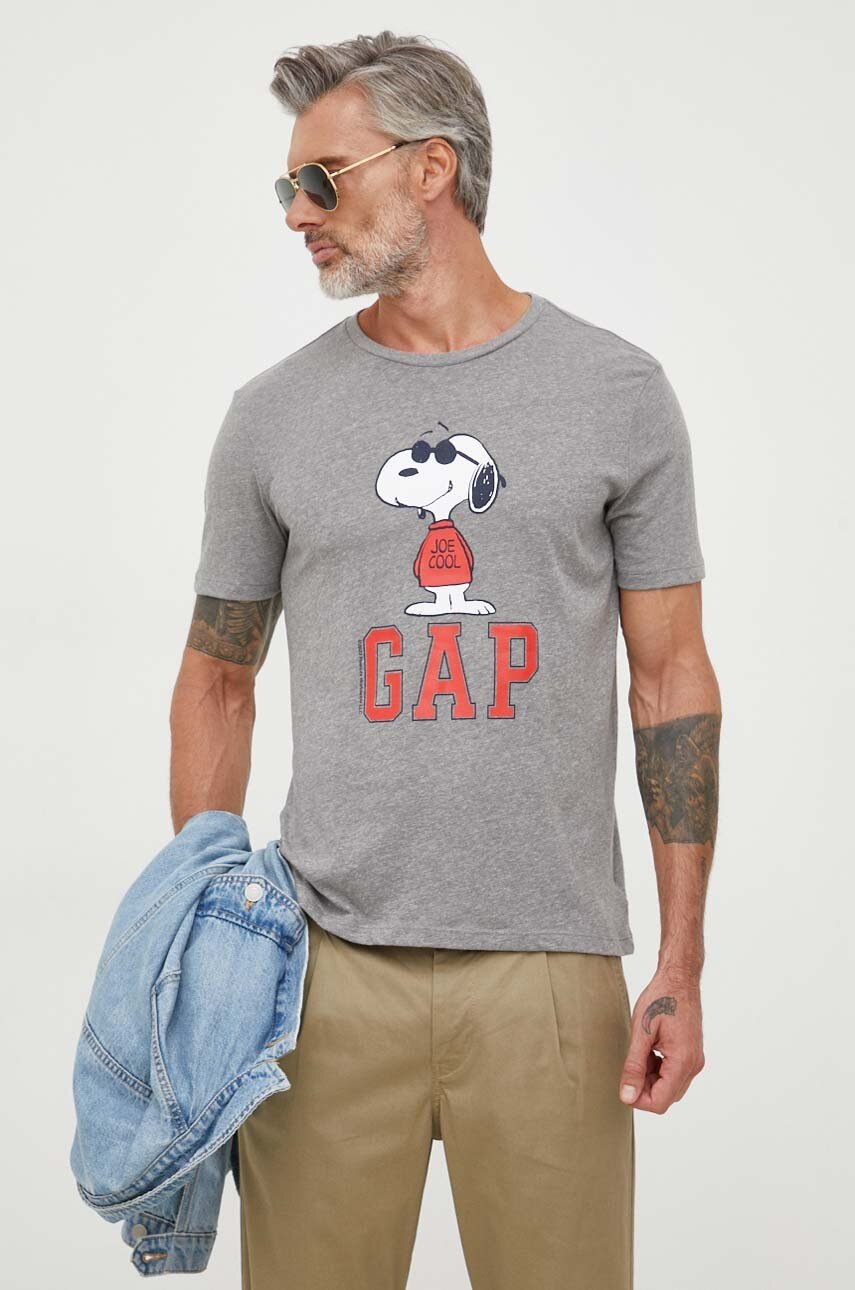 

Тениска GAP в сиво с принт, Сив