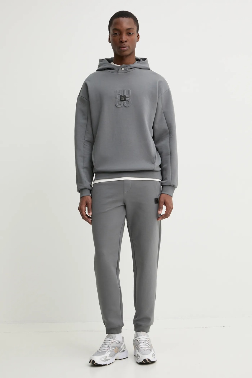 Хлопковая футболка HUGO мужская цвет чёрный однотонная 50488330 Хлопковая футболка HUGO мужская цвет чёрный однотонная 50488330