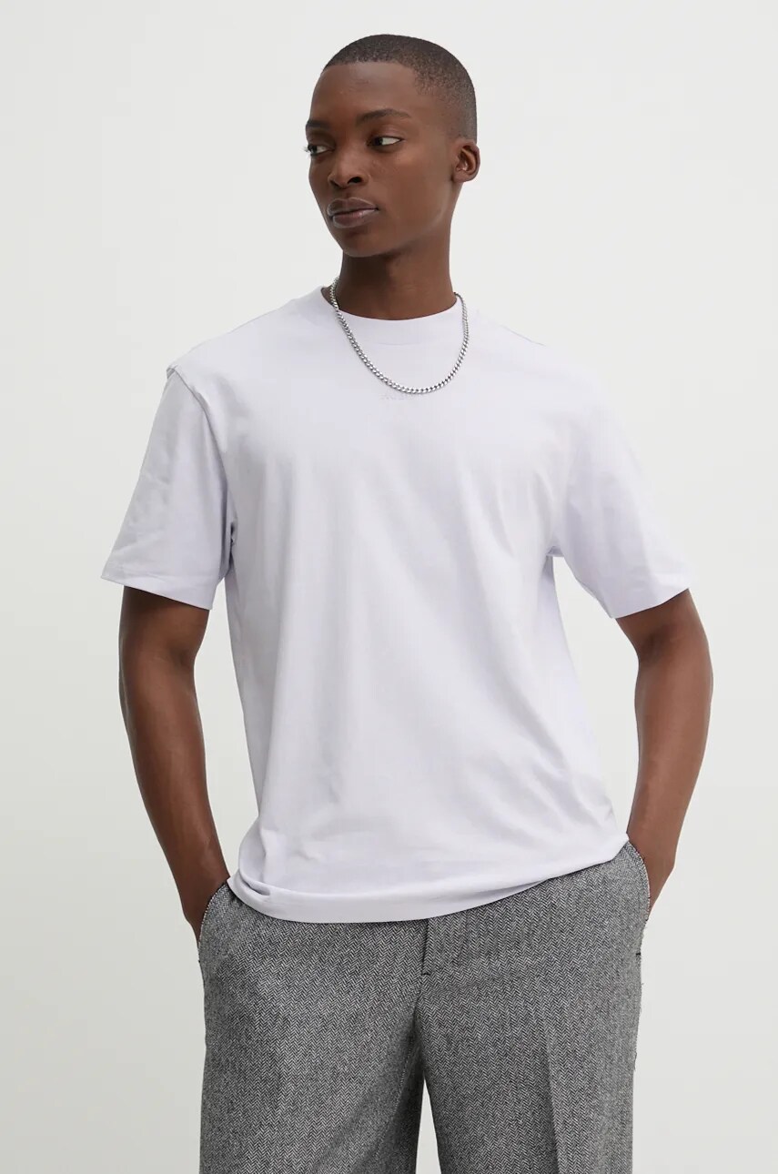 HUGO tricou din bumbac barbati, culoarea roz, neted, 50488330