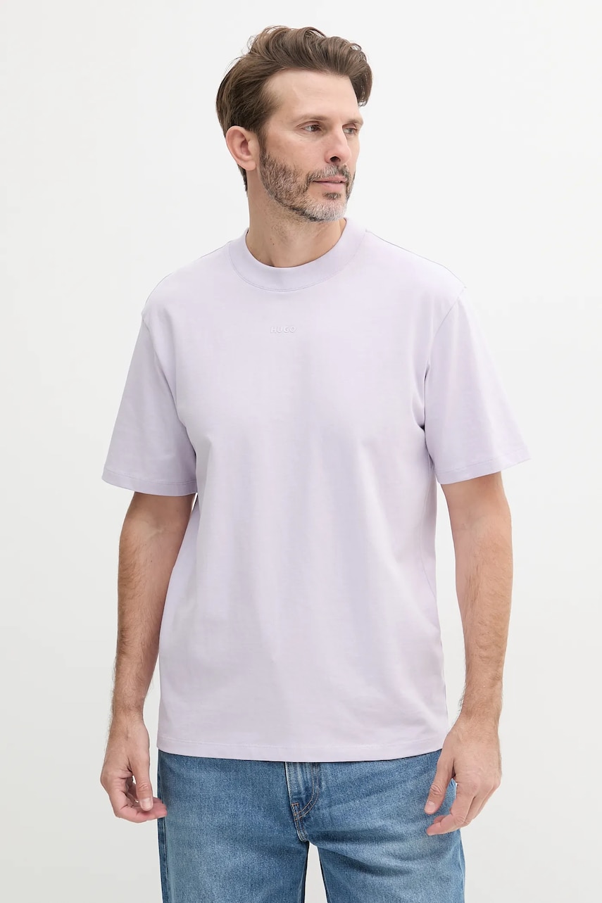 HUGO tricou din bumbac barbati, culoarea negru, neted, 50488330