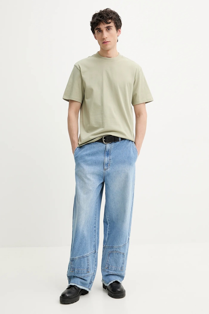 Хлопковая футболка HUGO мужская цвет чёрный однотонная 50488330 Хлопковая футболка HUGO мужская цвет чёрный однотонная 50488330