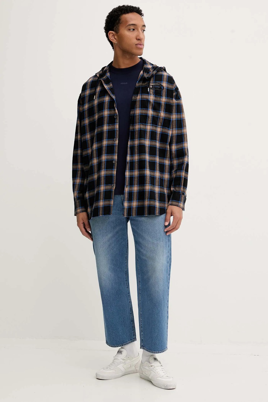 Хлопковая футболка HUGO цвет чёрный однотонная 50488330