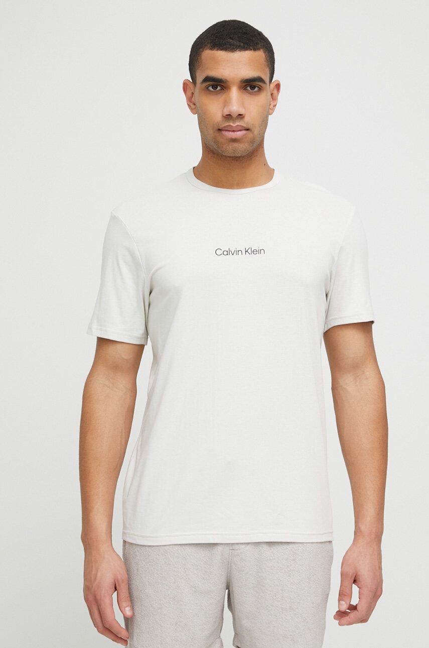 

Домашна тениска Calvin Klein Underwear в бежово с принт, Бежов
