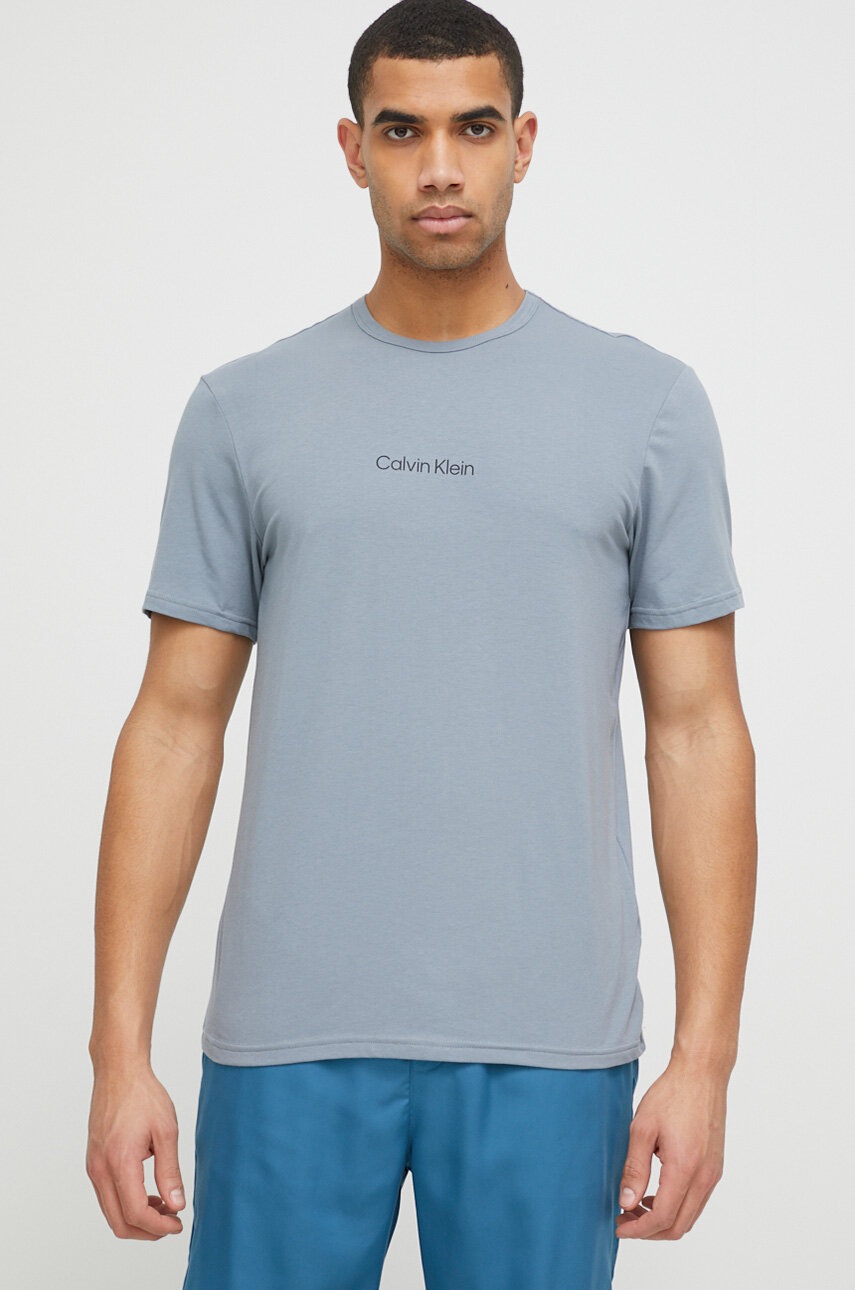 

Домашна тениска Calvin Klein Underwear в синьо с принт, Син