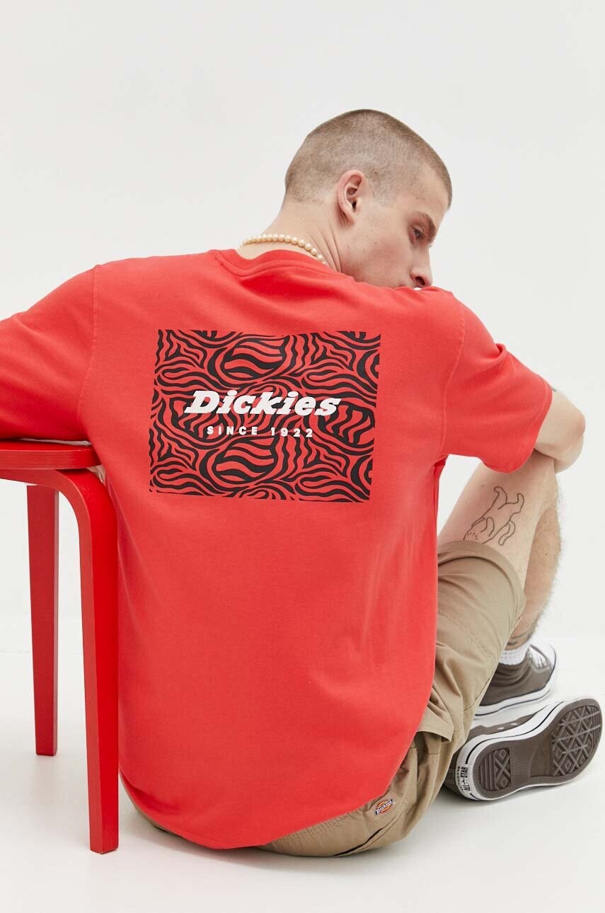 

Хлопковая футболка Dickies цвет красный с принтом