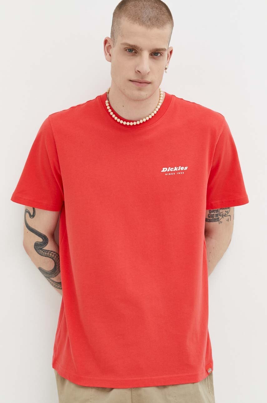 

Бавовняна футболка Dickies колір червоний з принтом