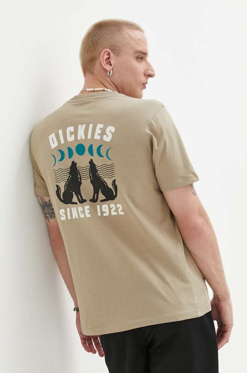 

Хлопковая футболка Dickies цвет бежевый с принтом