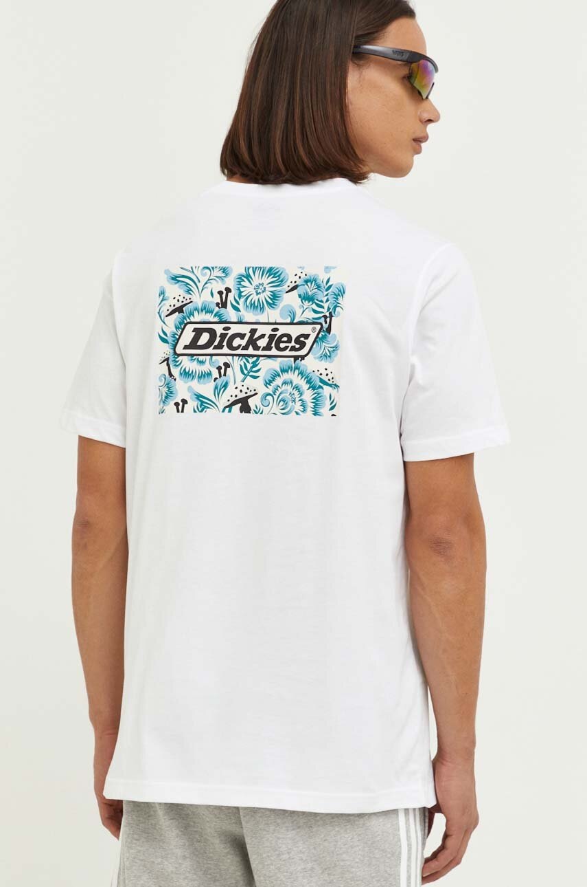 

Бавовняна футболка Dickies колір білий з принтом