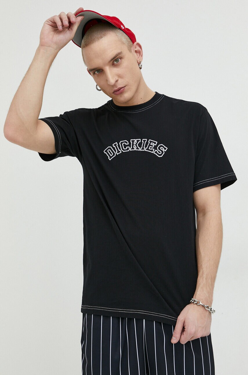 

Памучна тениска Dickies в черно с апликация, Черен
