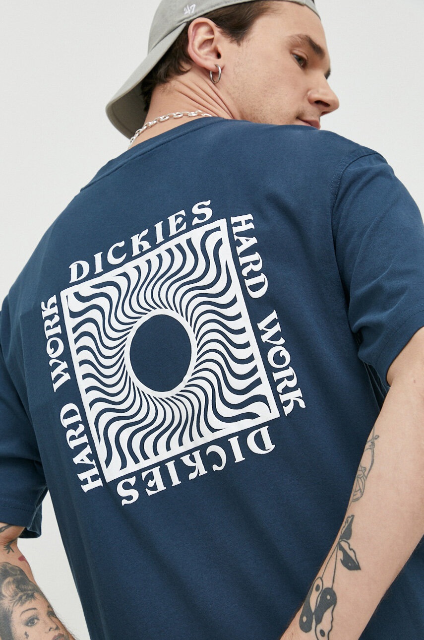 

Хлопковая футболка Dickies цвет синий с принтом