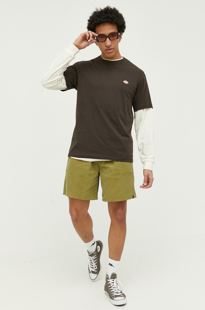 

Хлопковая футболка Dickies цвет коричневый однотонный