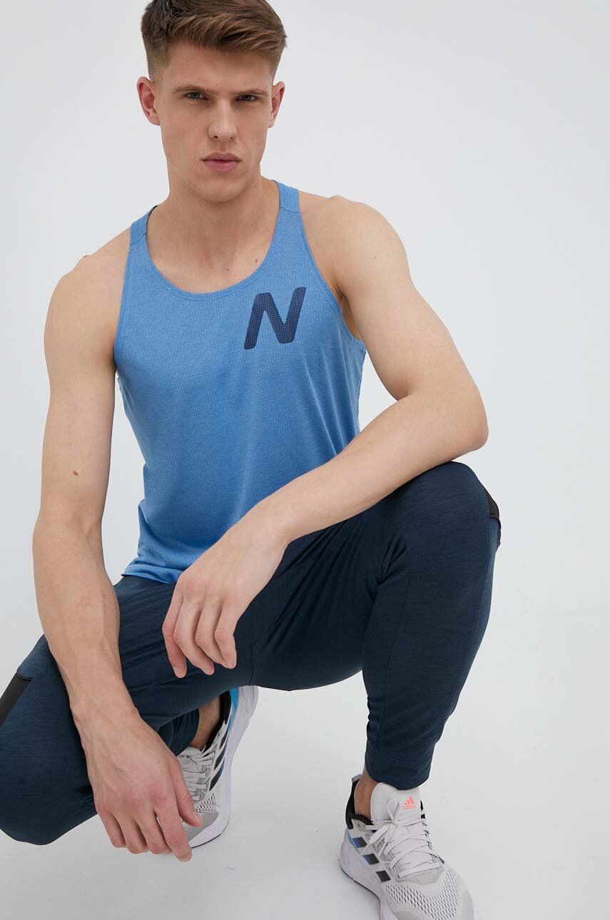 Běžecké tričko New Balance Graphic Impact Run - modrá -  95 % Recyklovaný polyester