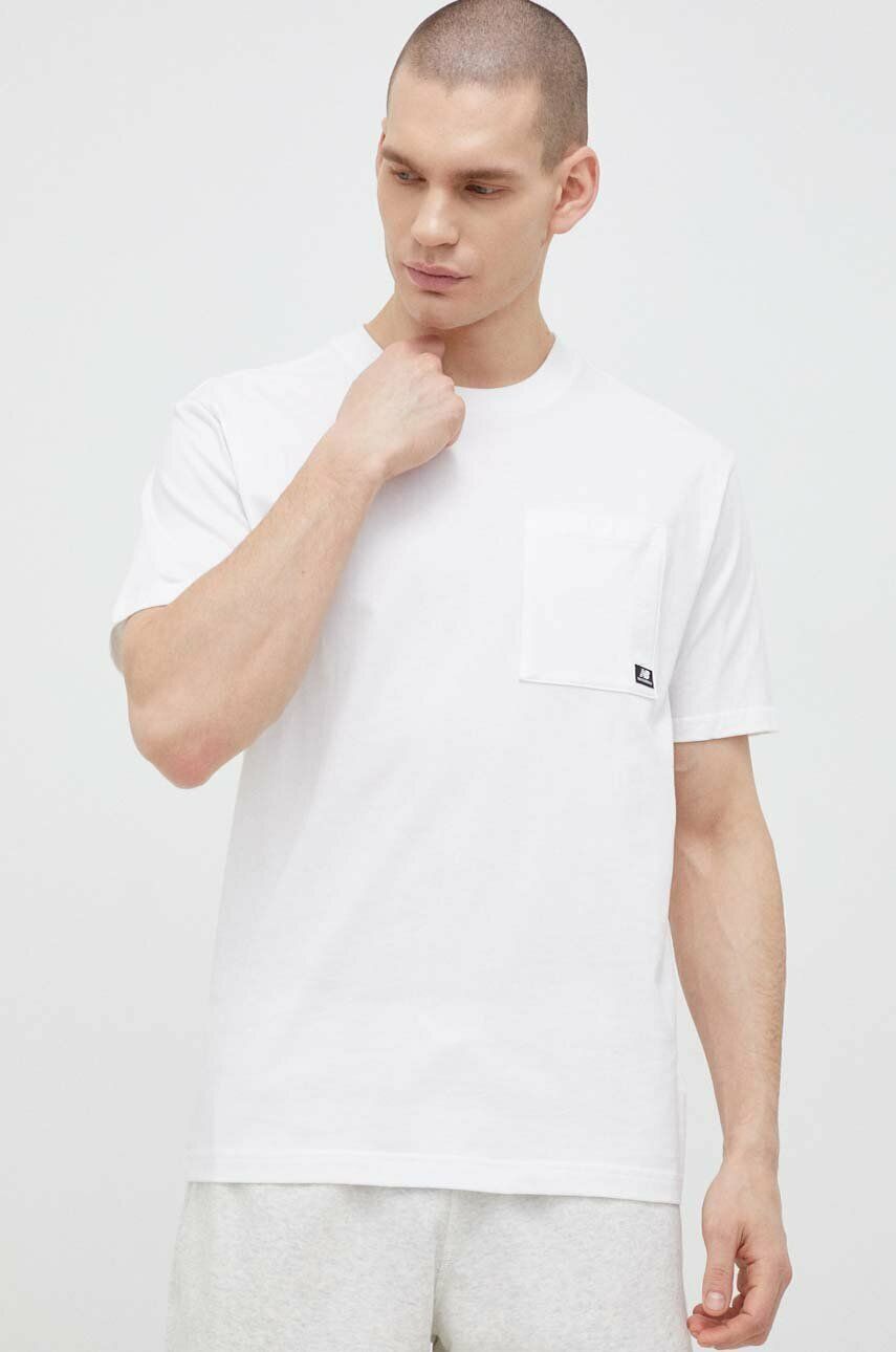 Levně Bavlněné tričko New Balance bílá barva