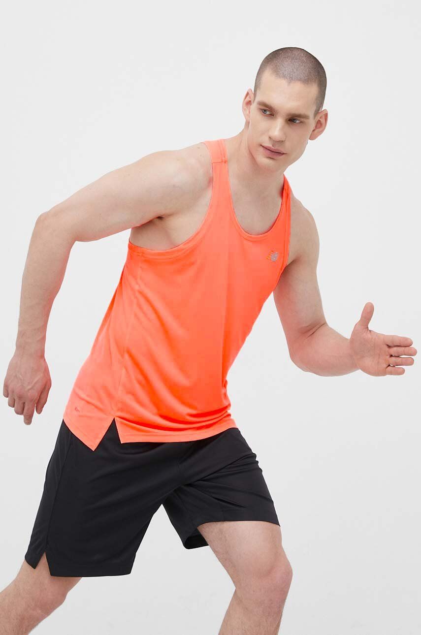 New Balance tricou de alergare Accelerate Singlet culoarea portocaliu