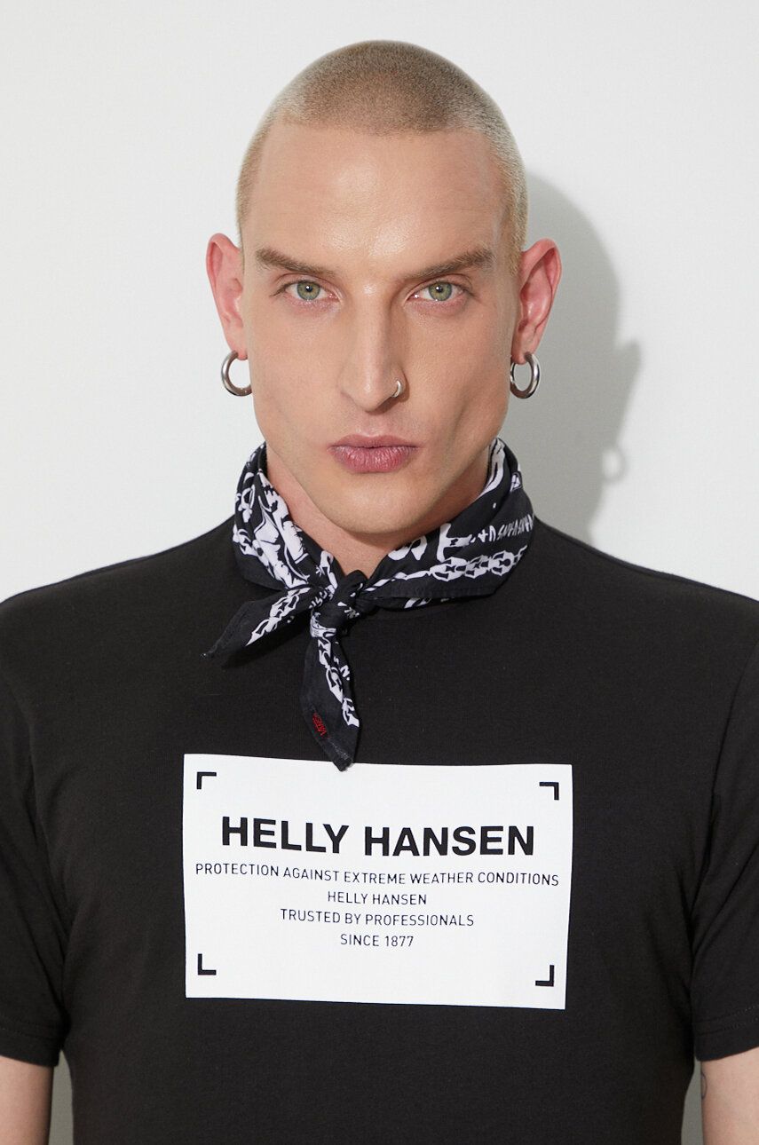 Helly Hansen tricou din bumbac culoarea negru, cu imprimeu 53976-001