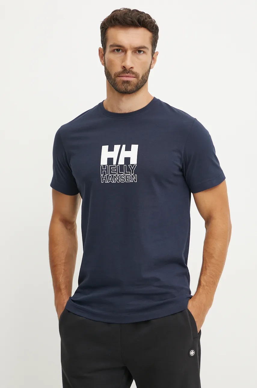 

Памучна тениска Helly Hansen CORE GRAPHIC в черно с десен 53936, Тъмносин