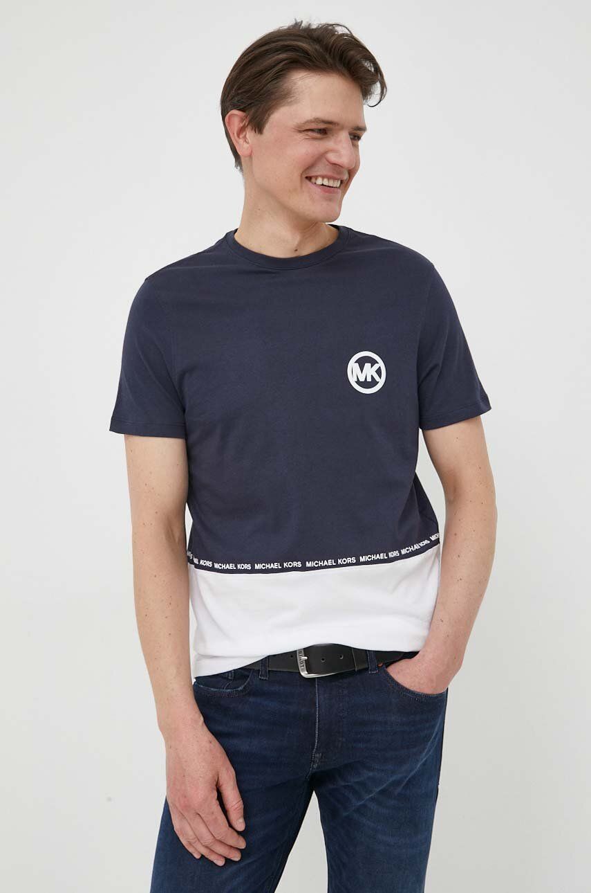 Bavlněné tričko Michael Kors tmavomodrá barva - námořnická modř -  100 % Bavlna