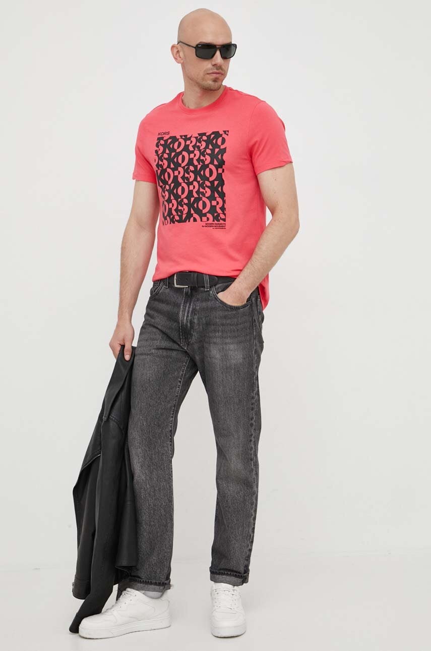 Michael kors tricou din bumbac culoarea roz, cu imprimeu