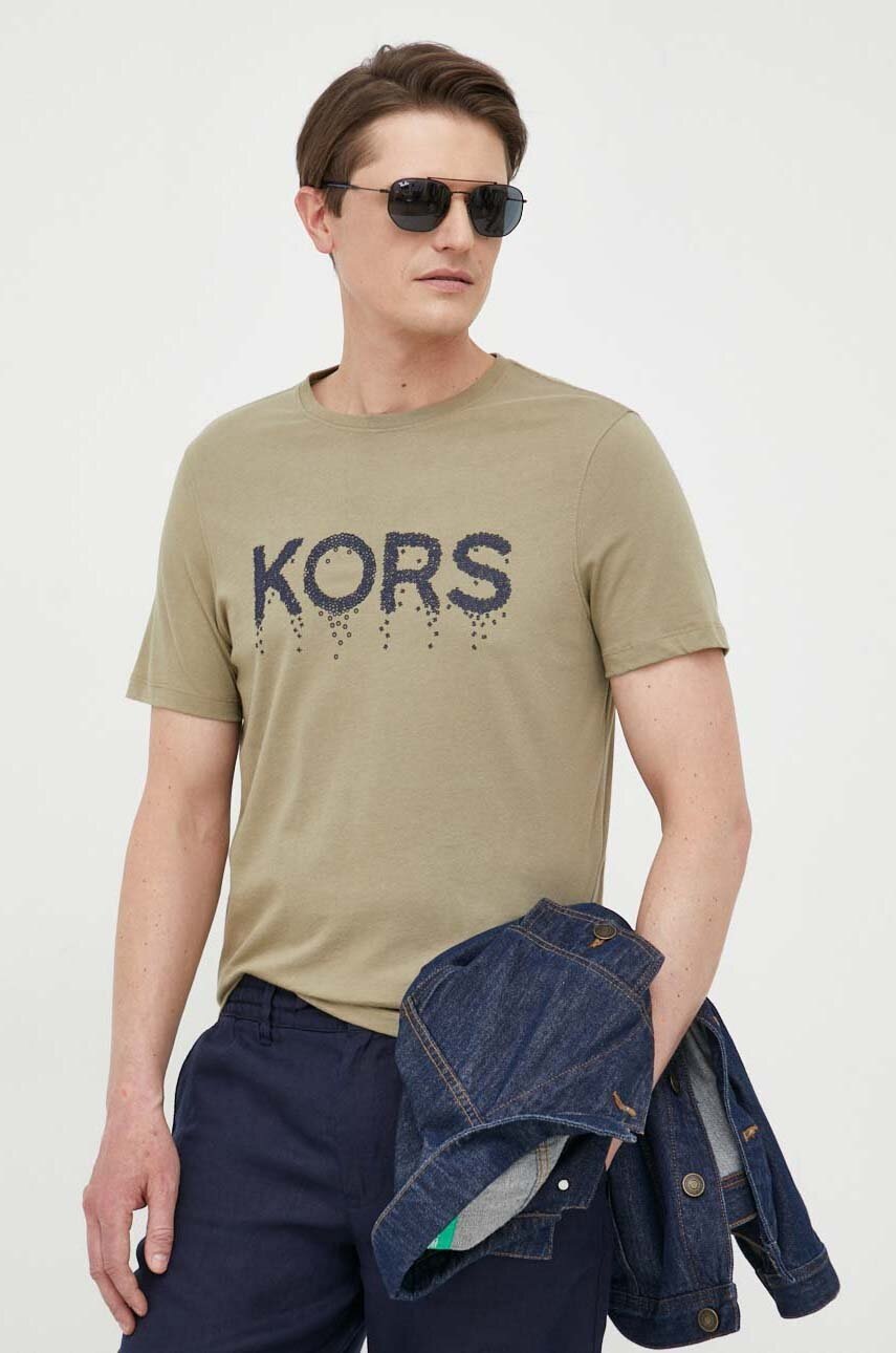 

Бавовняна футболка Michael Kors колір зелений з аплікацією