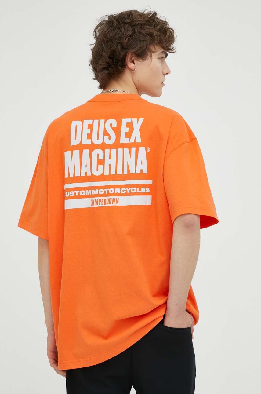 Deus Ex Machina Tricou Din Bumbac Culoarea Portocaliu, Cu Imprimeu