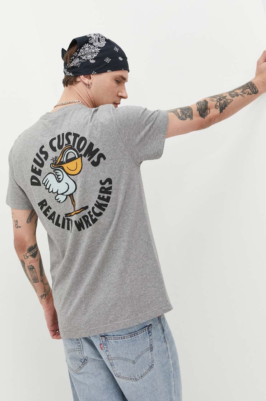 Deus Ex Machina tricou din bumbac culoarea gri, cu imprimeu