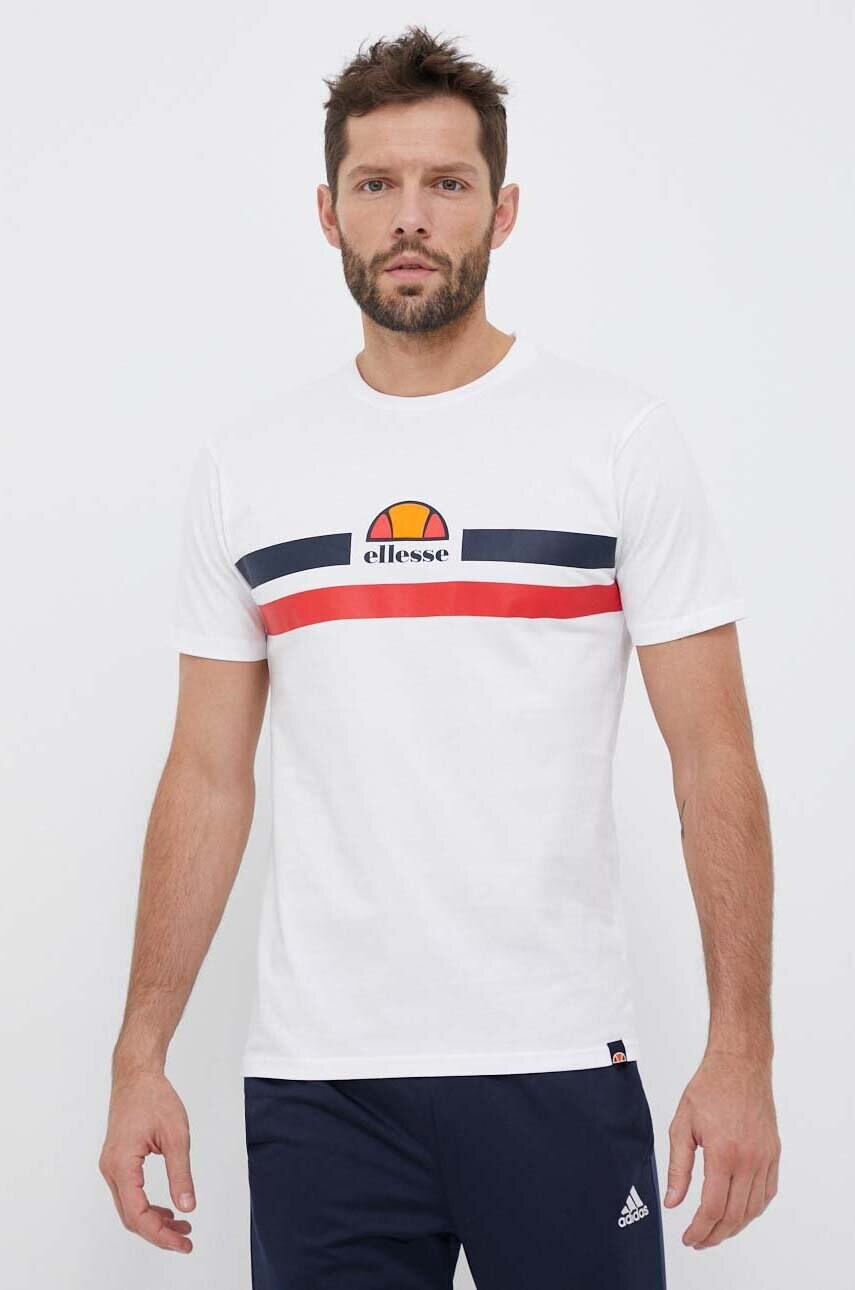 

Памучна тениска Ellesse в бяло с принт, Бял