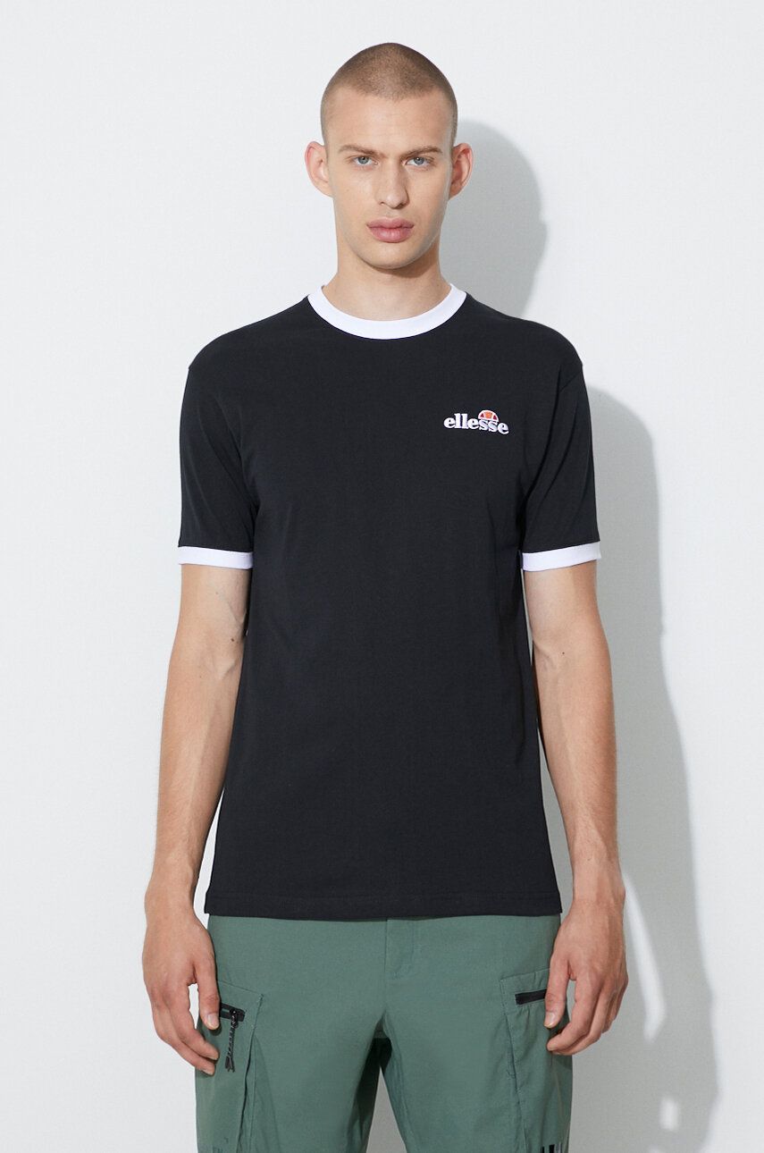 Levně Bavlněné tričko Ellesse Meduno T-Shirt černá barva, s aplikací, SHR10164