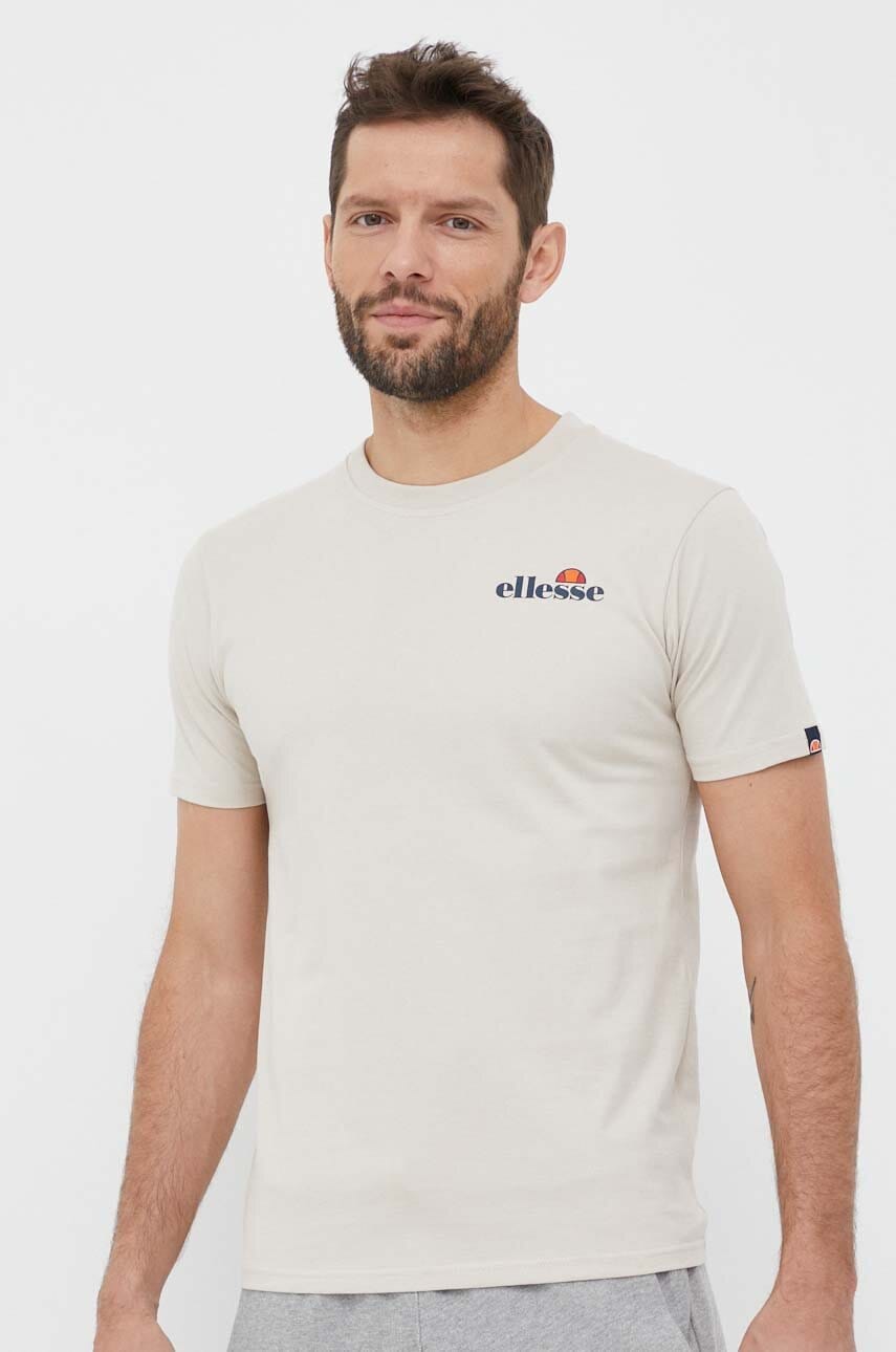 Ellesse tricou din bumbac culoarea bej, cu imprimeu SHR11156-BEIGE