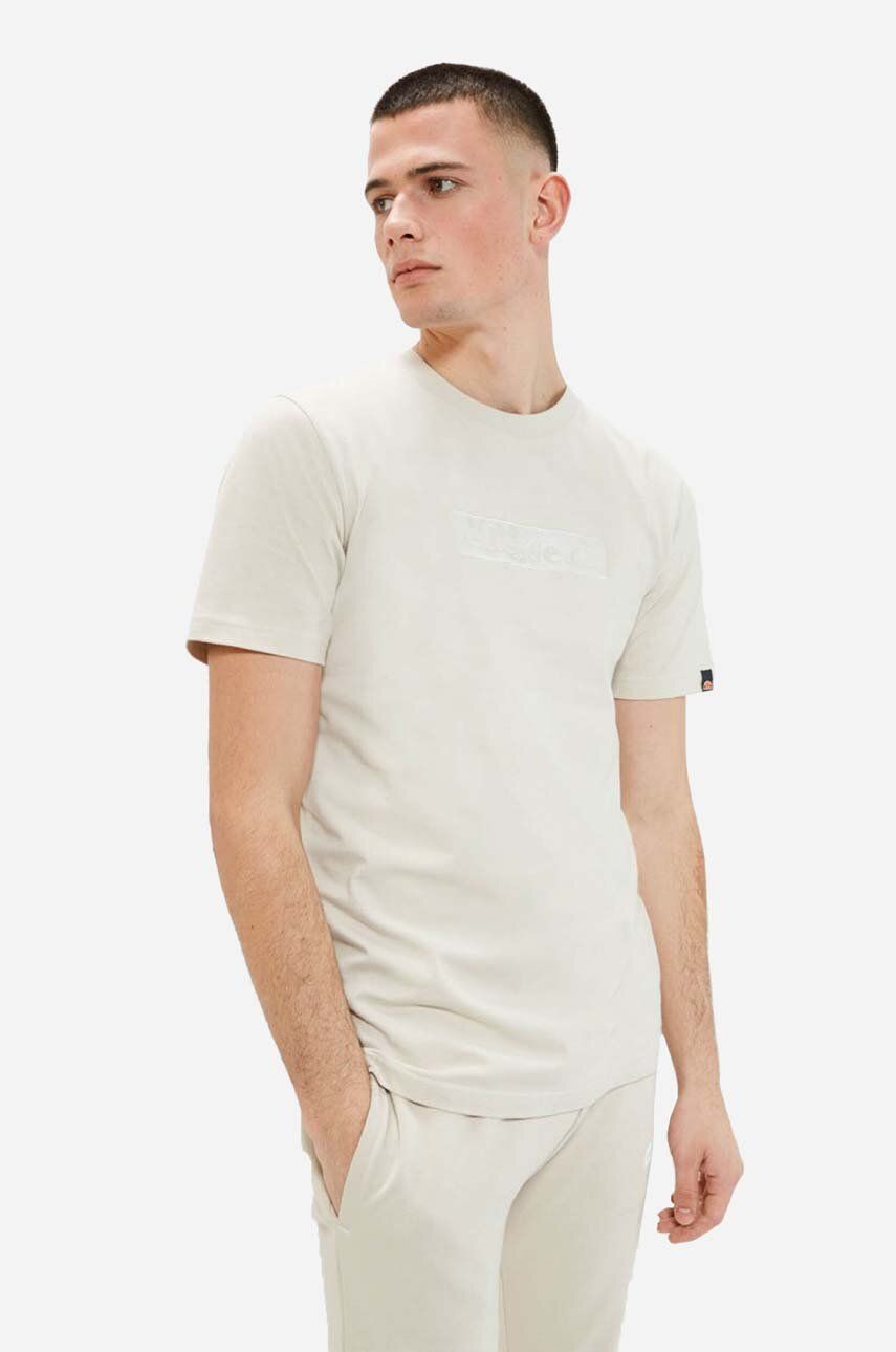 Levně Bavlněné tričko Ellesse béžová barva, s aplikací