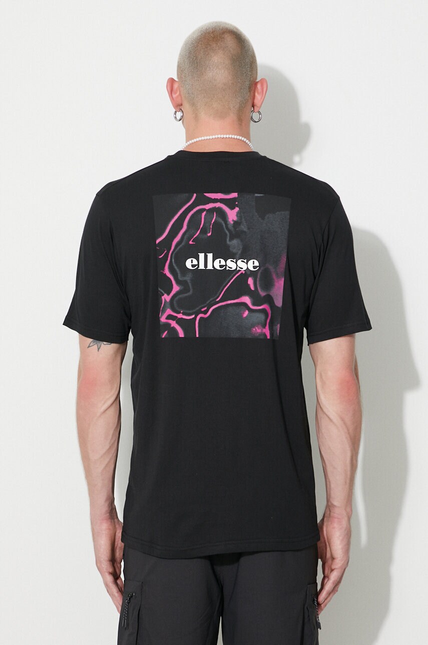 

Хлопковая футболка Ellesse цвет чёрный с принтом SHR17639-WHITE