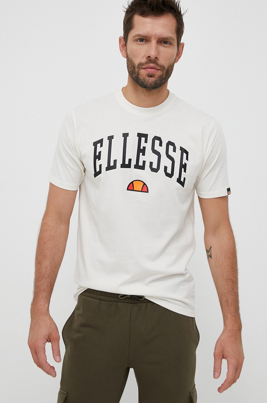 

Хлопковая футболка Ellesse цвет бежевый с принтом