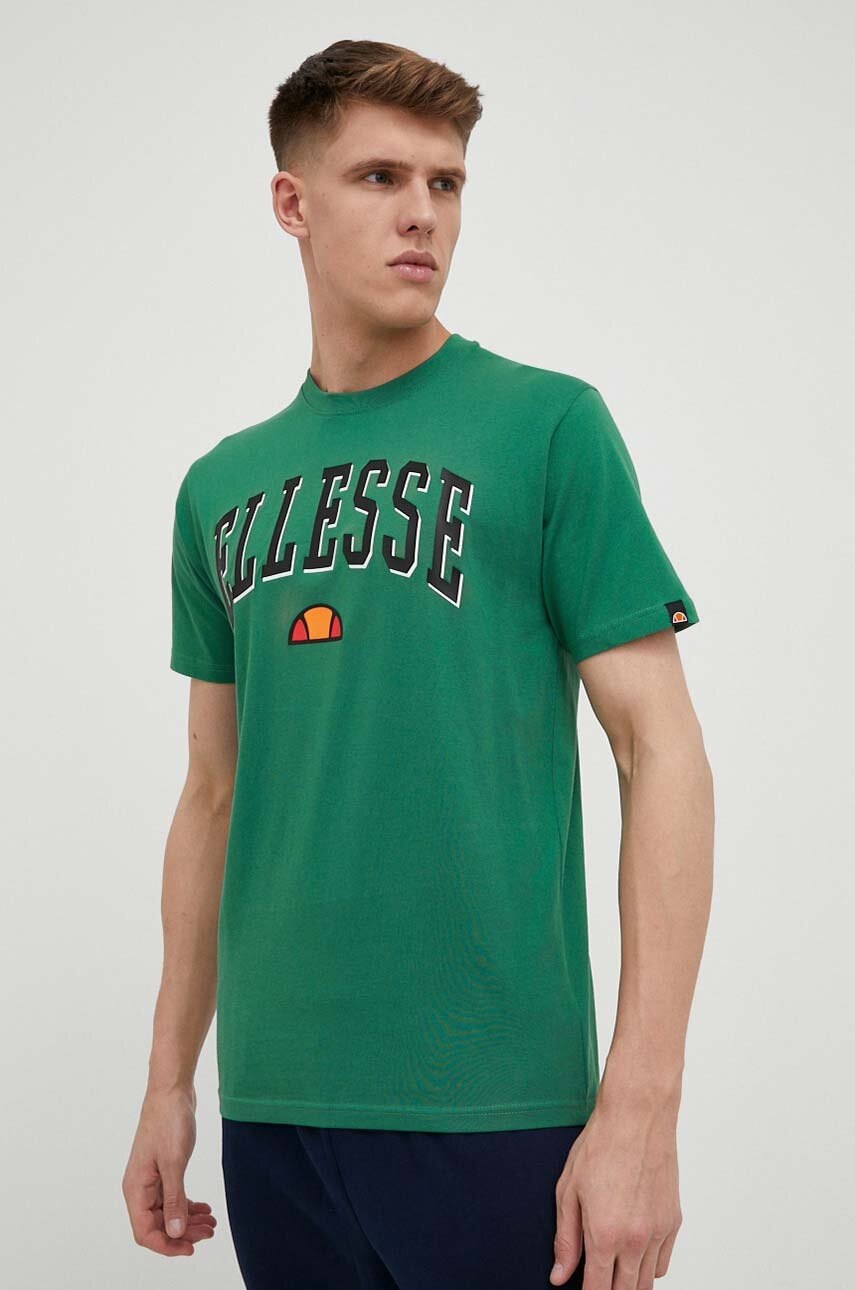 Ellesse Tricou Din Bumbac Culoarea Verde, Cu Imprimeu