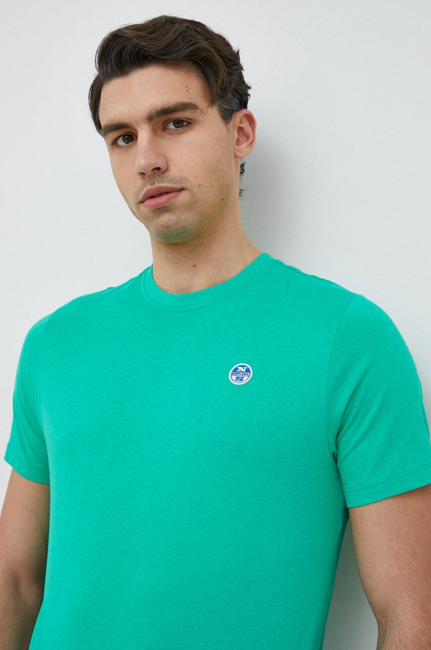 Bavlněné tričko North Sails zelená barva - zelená -  100 % Bavlna