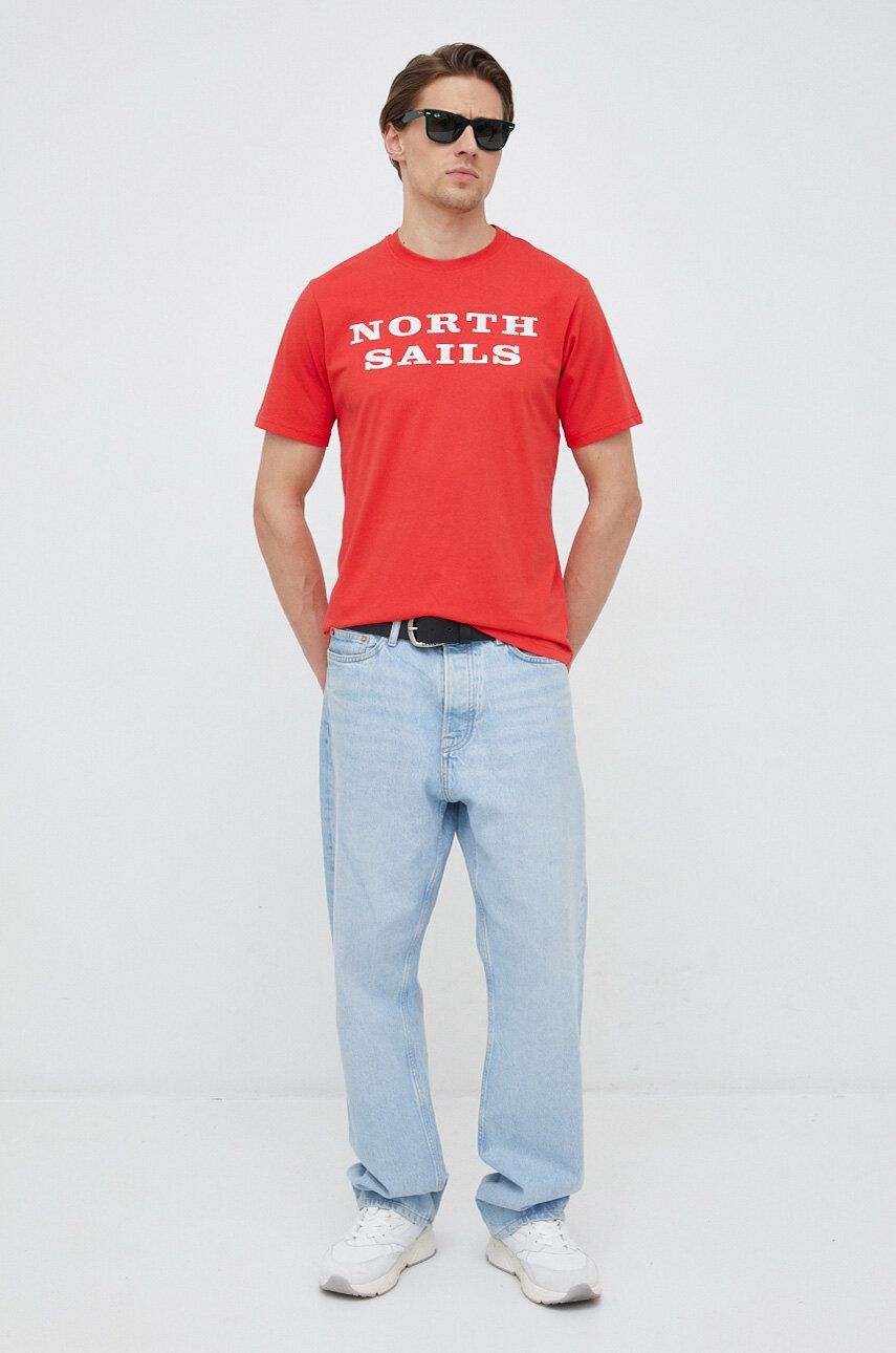 North Sails tricou din bumbac culoarea rosu, cu imprimeu