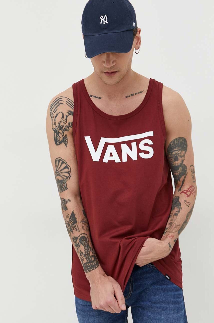 

Бавовняна футболка Vans колір бордовий